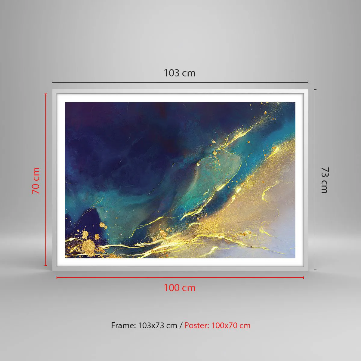 Poster in einem weißen Rahmen - Der goldene Teich - 100x70 cm