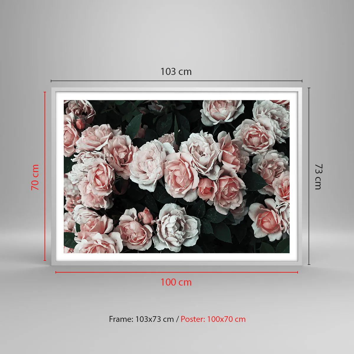 Poster in einem weißen Rahmen - Rosen-Ensemble - 100x70 cm