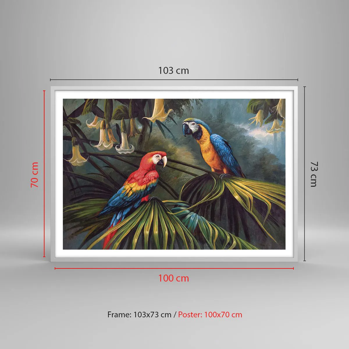Plakat w białej ramie - Romantyzm w tropikach - 100x70 cm