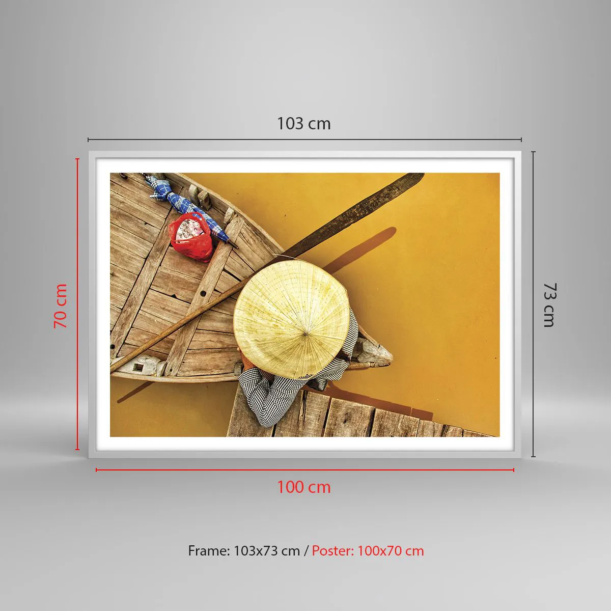 Affiche dans un cadre blanc - Poster - La vie sur le fleuve Jaune - 100x70 cm