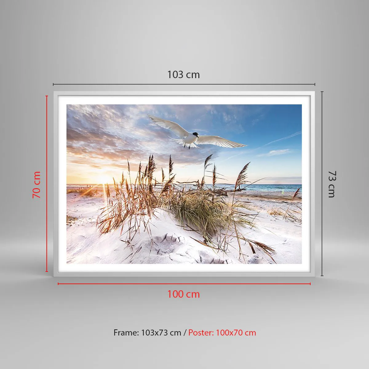 Affisch i vit ram - Vind från havet - 100x70 cm