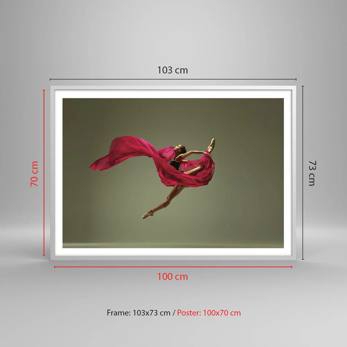 Poster in einem weißen Rahmen - Tanzende Flamme - 100x70 cm