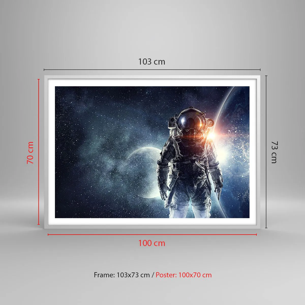 Poster in einem weißen Rahmen - Weltraumabenteuer - 100x70 cm