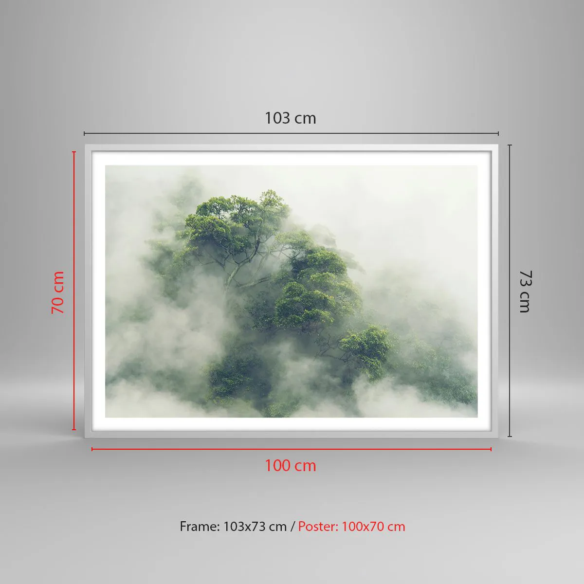 Affiche dans un cadre blanc - Poster - Enveloppé de brouillard - 100x70 cm