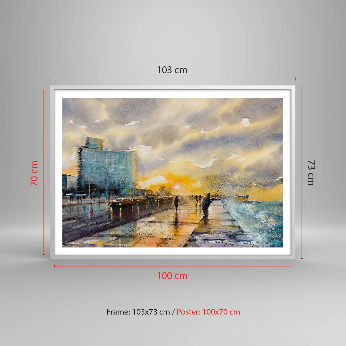 Poster în ramă albă - Viața pe țărm - 100x70 cm