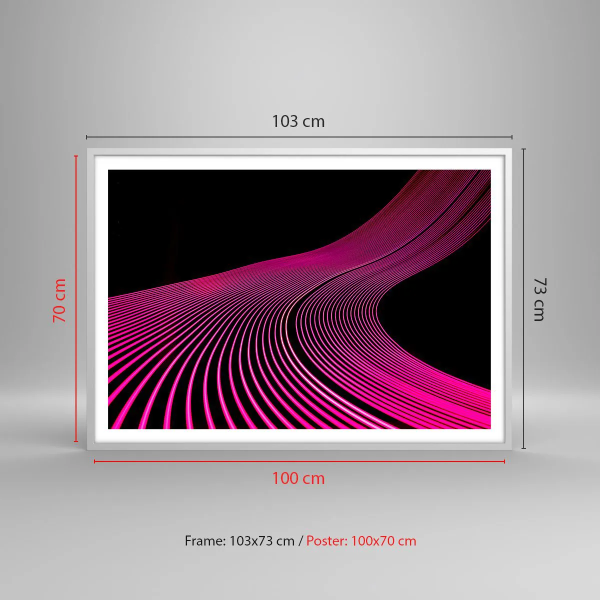 Affiche dans un cadre blanc - Poster - Avenue de lumière - 100x70 cm