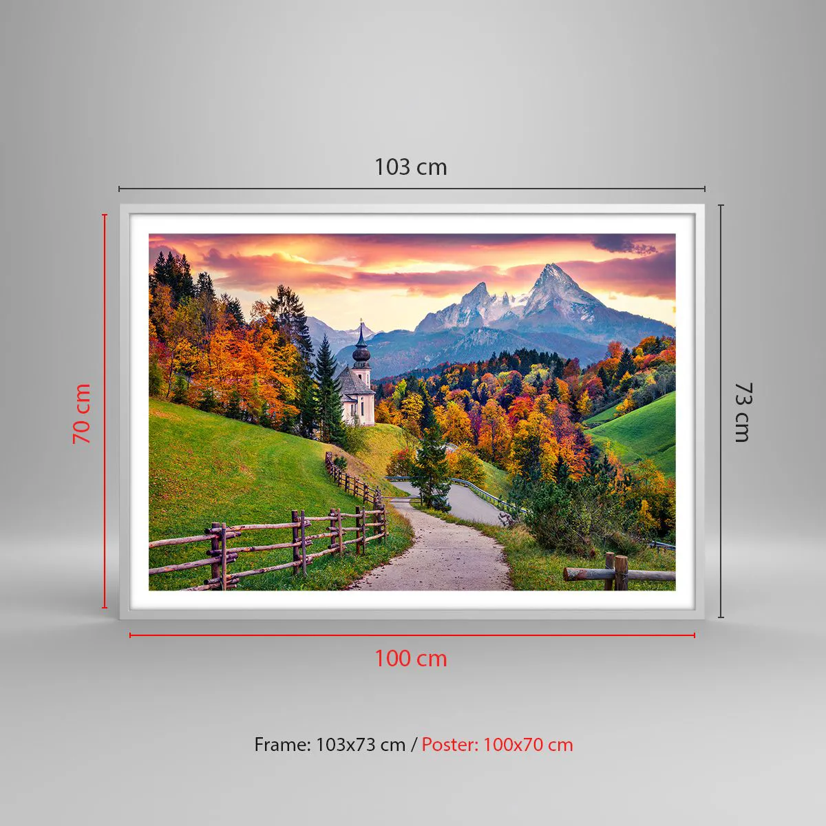 Affiche dans un cadre blanc - Poster - Paysage comme peind - 100x70 cm