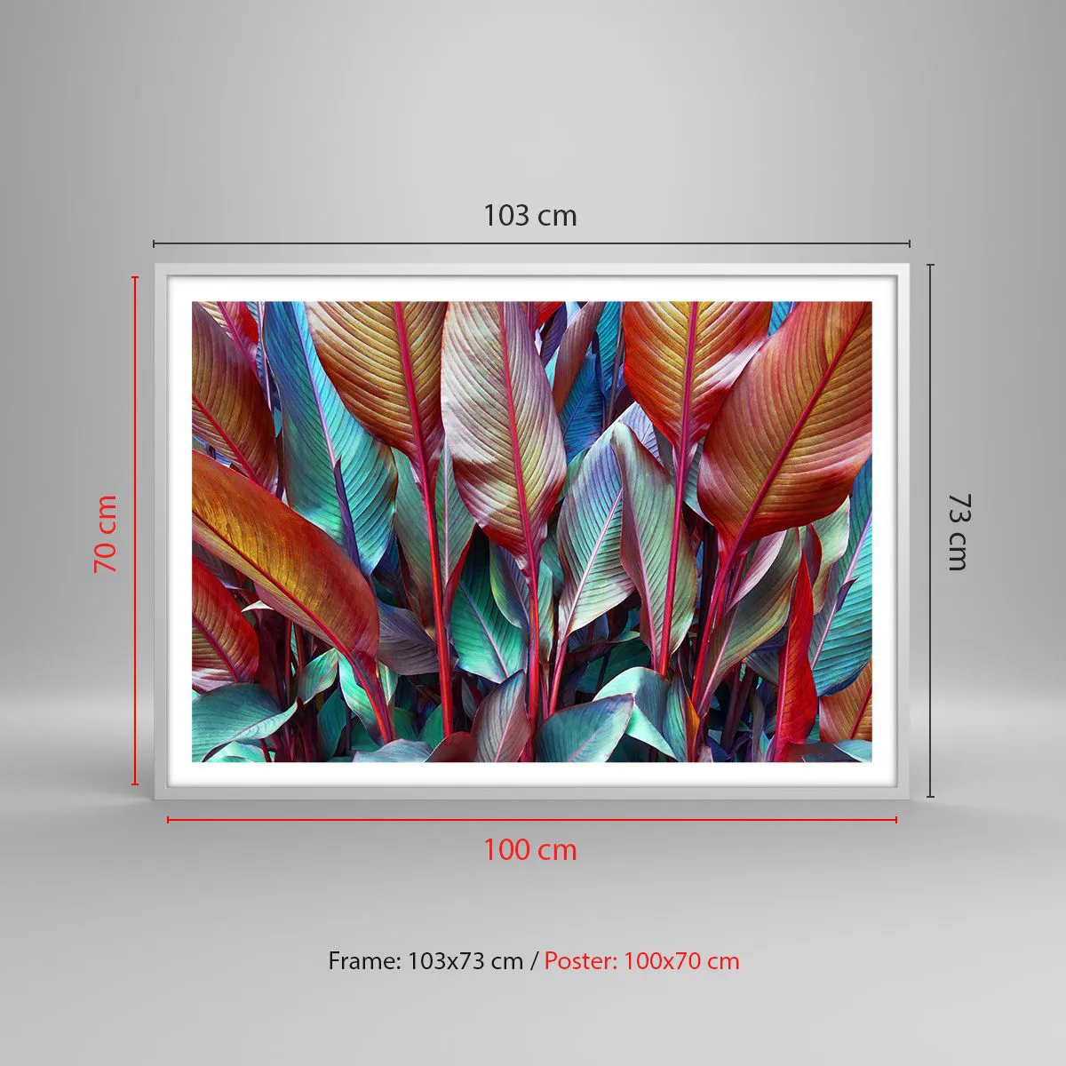 Plakat w białej ramie - Kolorowy gąszcz - 100x70 cm