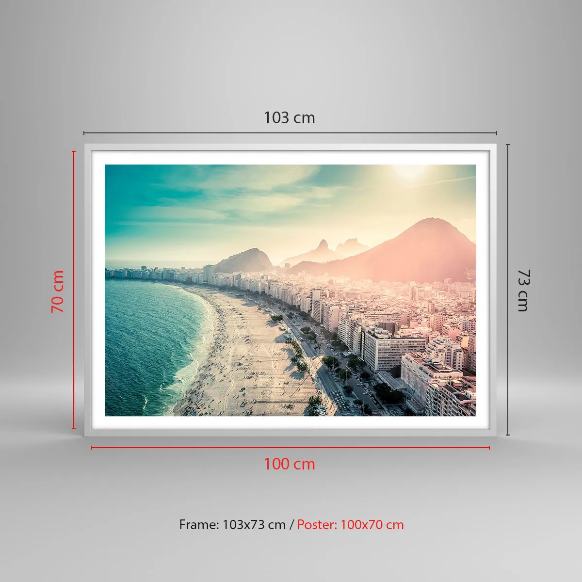 Plakát v bílém rámu - Věčná dovolená v Riu - 100x70 cm