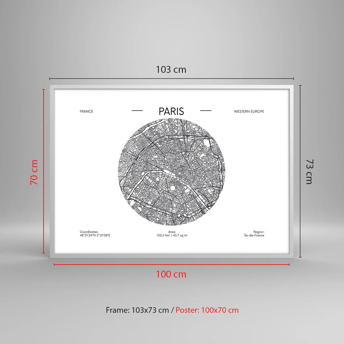Poster in een witte lijst - Anatomie van Parijs - 100x70 cm