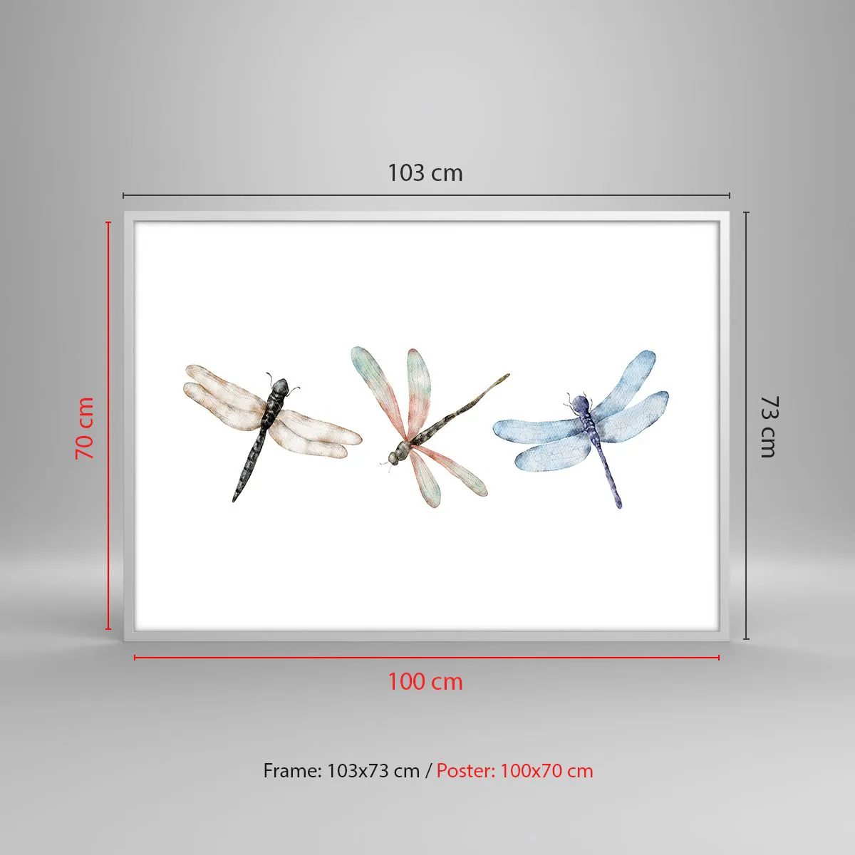 Poster în ramă albă - Libelule imponderabile - 100x70 cm