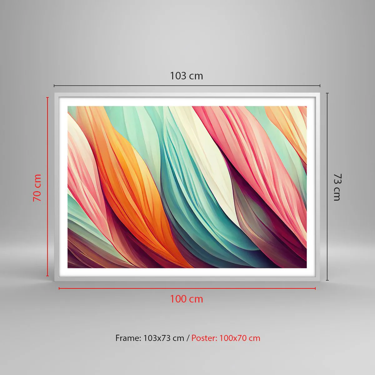 Affiche dans un cadre blanc - Poster - Tissage arc-en-ciel - 100x70 cm