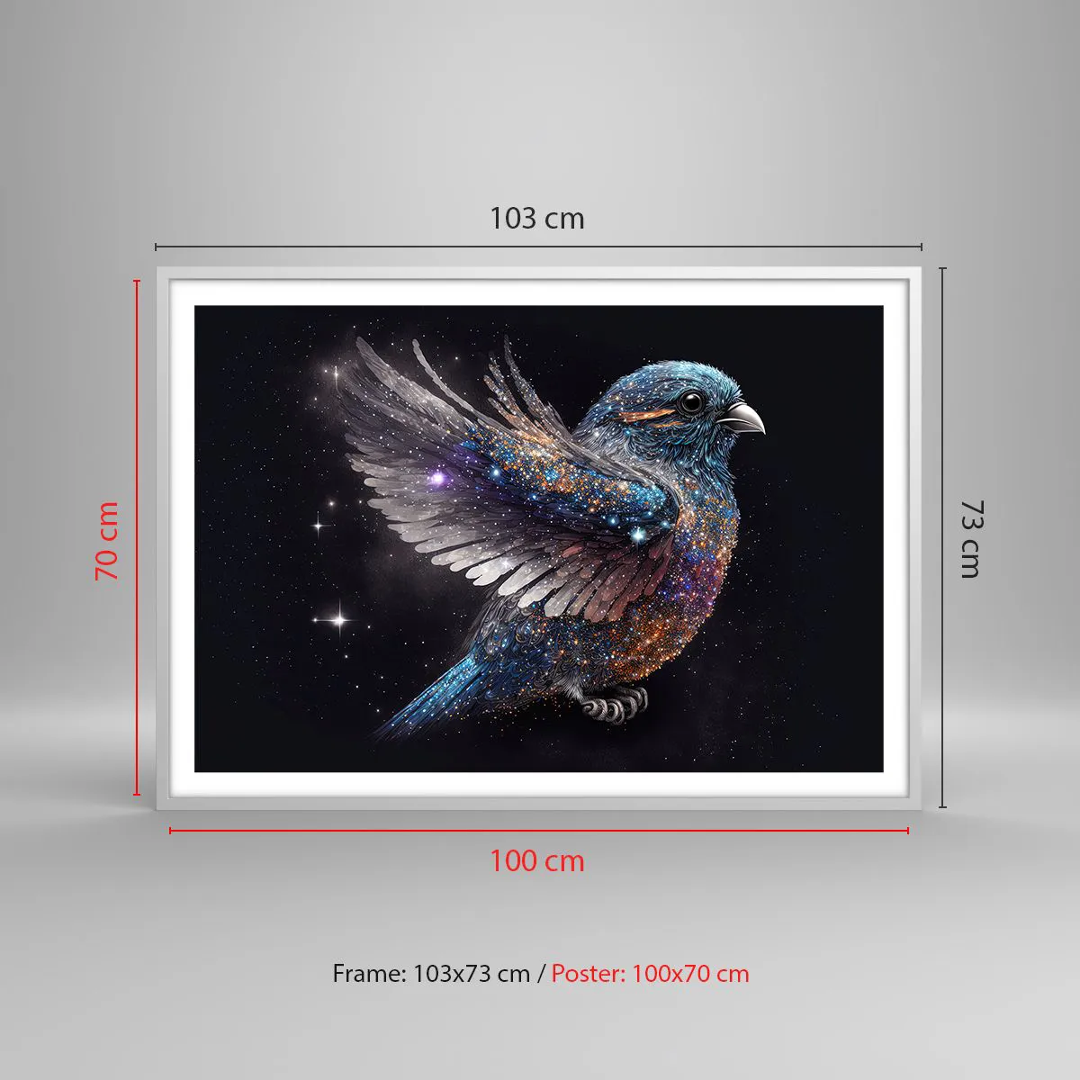 Poszter fekete keretben - Gyémánt veréb - 100x70 cm