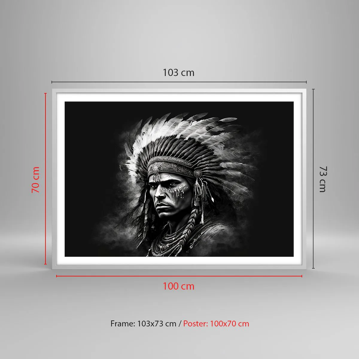 Affiche dans un cadre blanc - Poster - Un leader et un guerrier - 100x70 cm