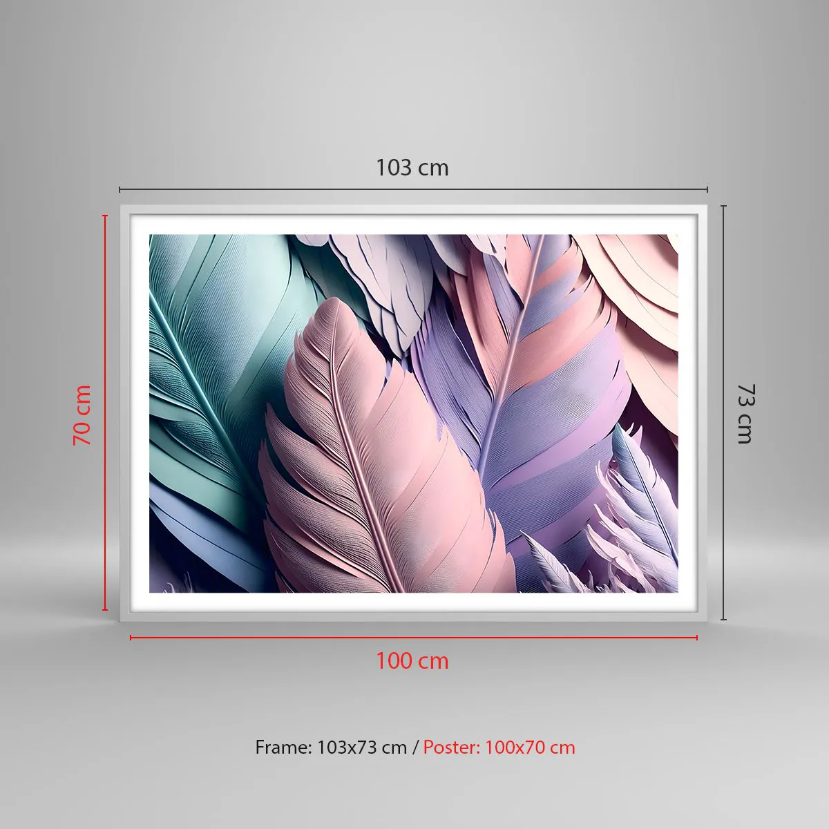 Affiche dans un cadre blanc - Poster - Oiseau chic - 100x70 cm