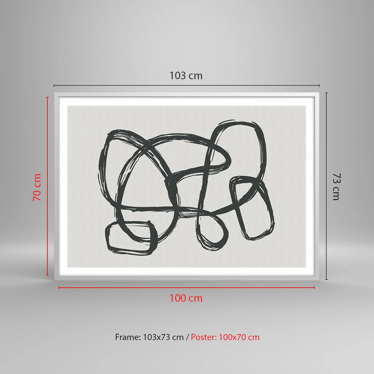 Affisch i vit ram - Loopad abstraktion - 100x70 cm