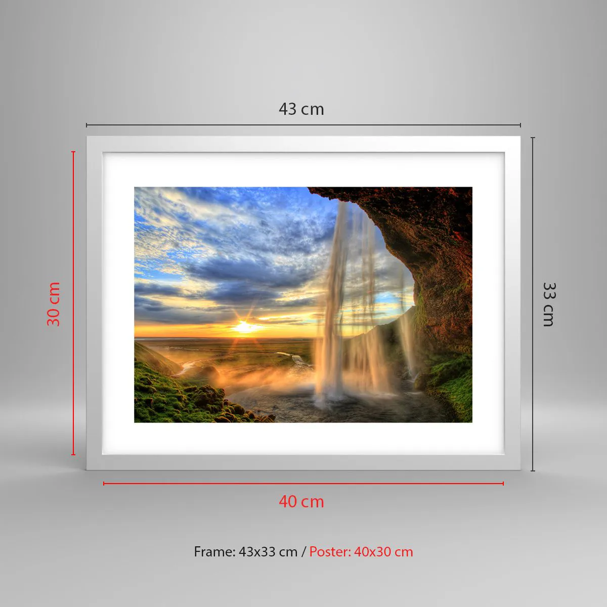 Affiche dans un cadre blanc - Poster - Le monde derrière un voile de gouttes - 40x30 cm