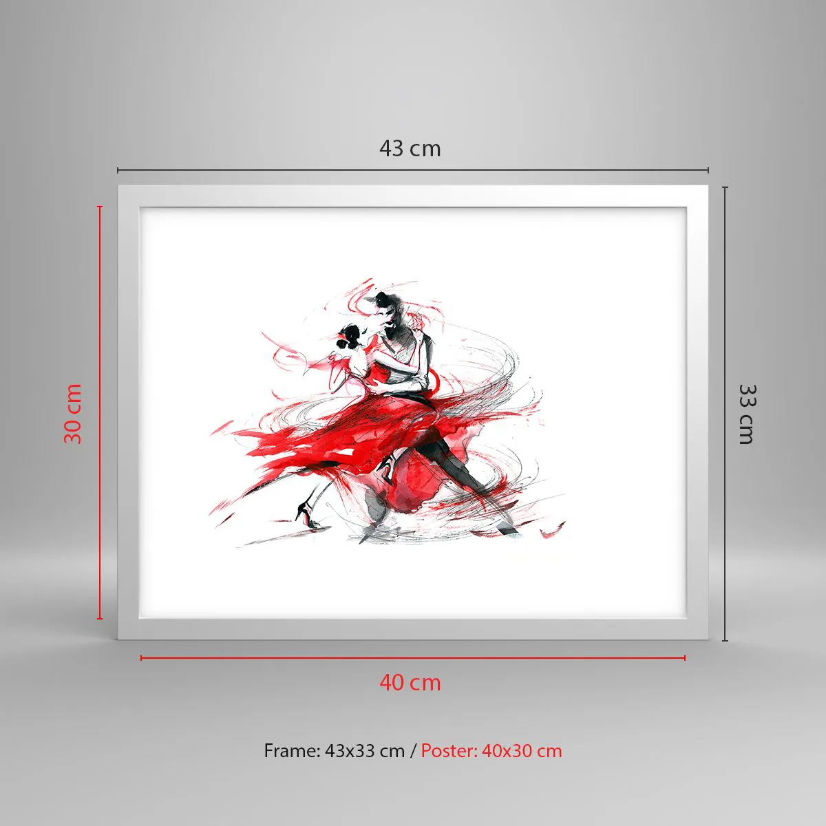 Affiche dans un cadre blanc - Poster - Tango - le rythme de la passion - 40x30 cm