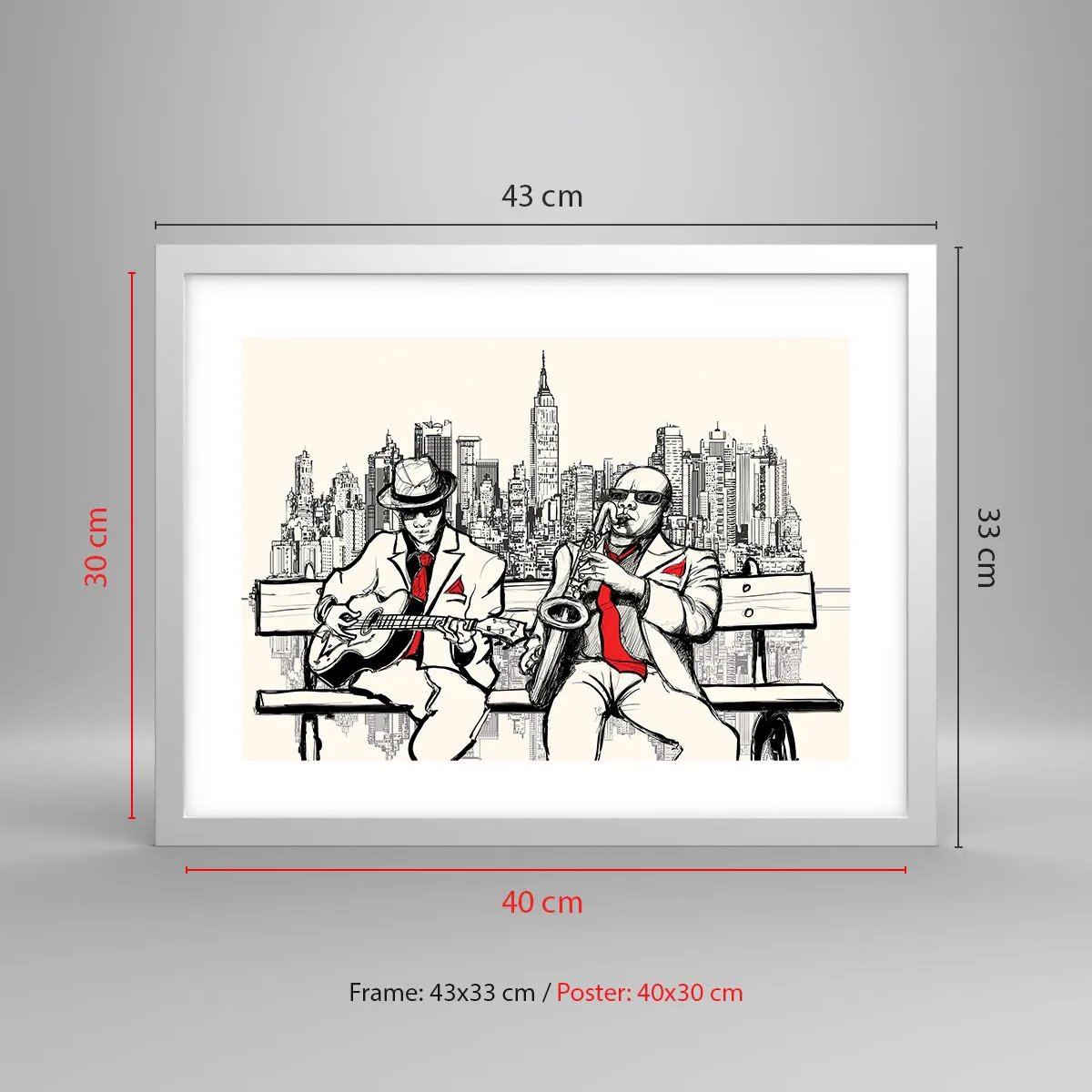 Affiche dans un cadre blanc - Poster - improvisation new-yorkaise - 40x30 cm