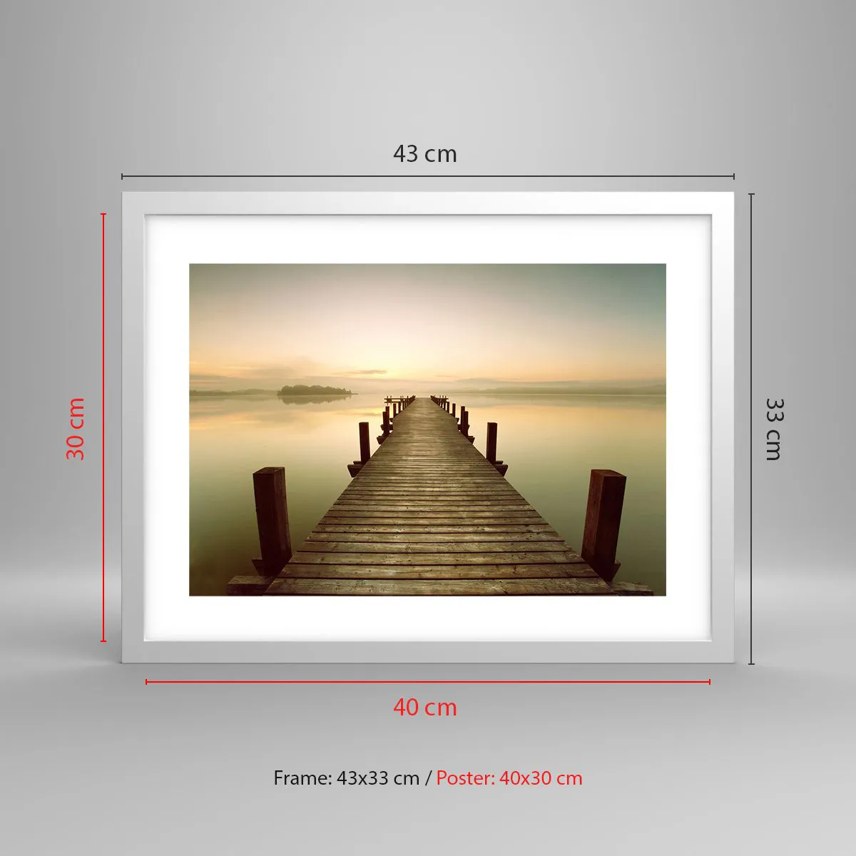 Poszter fekete keretben - Hajnal előtt, hajnal, fény - 40x30 cm