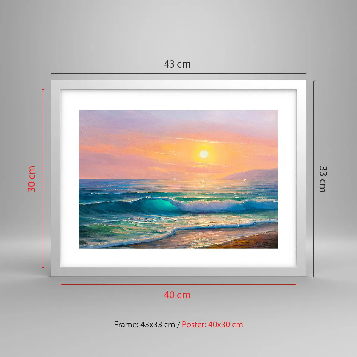 Pôster em moldura branca - O canto turquesa das ondas - 40x30 cm