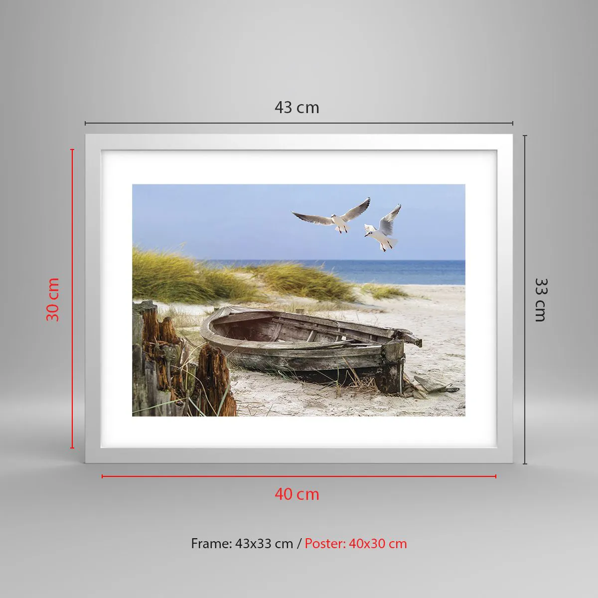 Poster în ramă albă - Scăldate în vânt - 40x30 cm