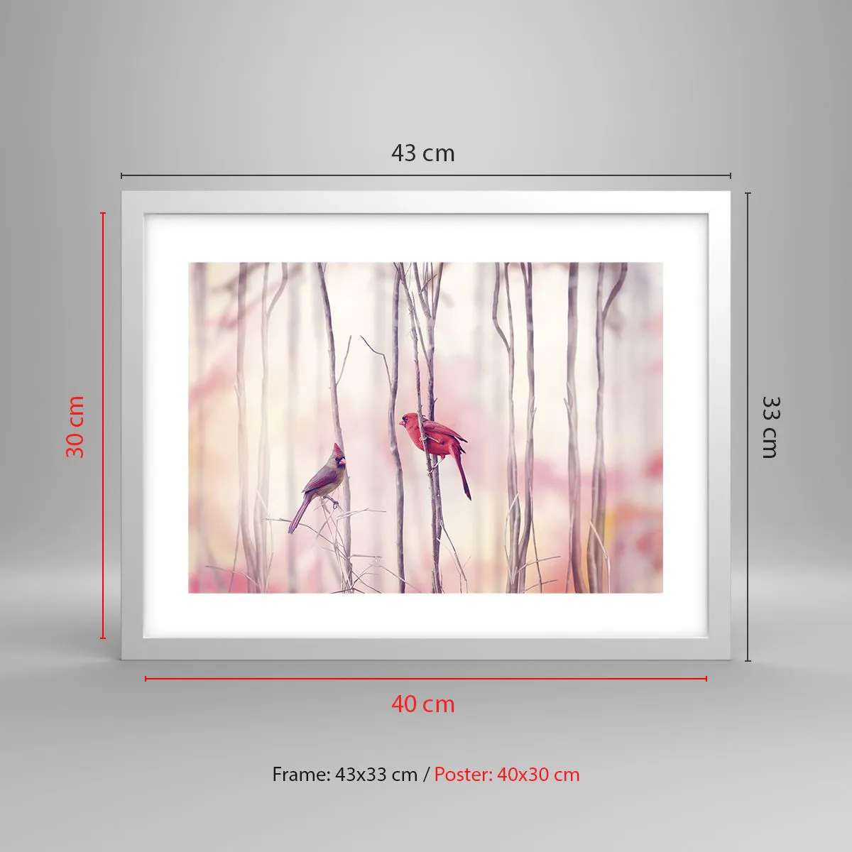 Plakat i hvid ramme - Fortællingen om den lyserøde skov - 40x30 cm