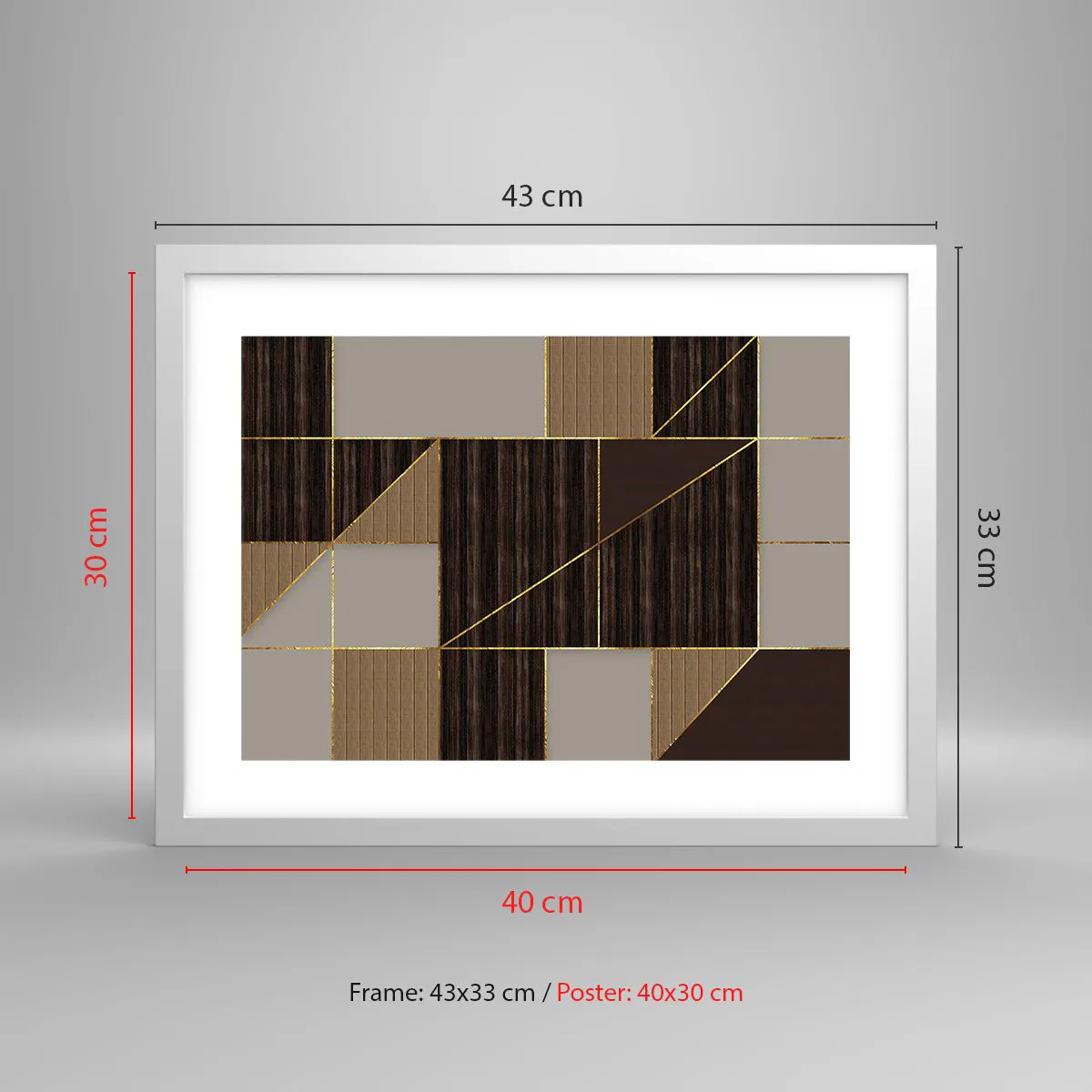 Póster en marco blanco - Un mosaico de marrones y dorados - 40x30 cm