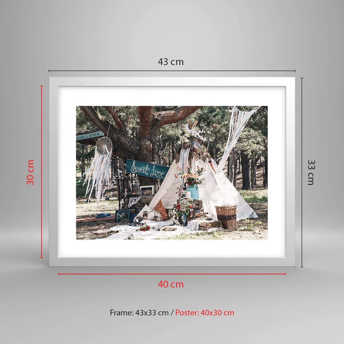 Pôster em moldura branca - Make love… - 40x30 cm