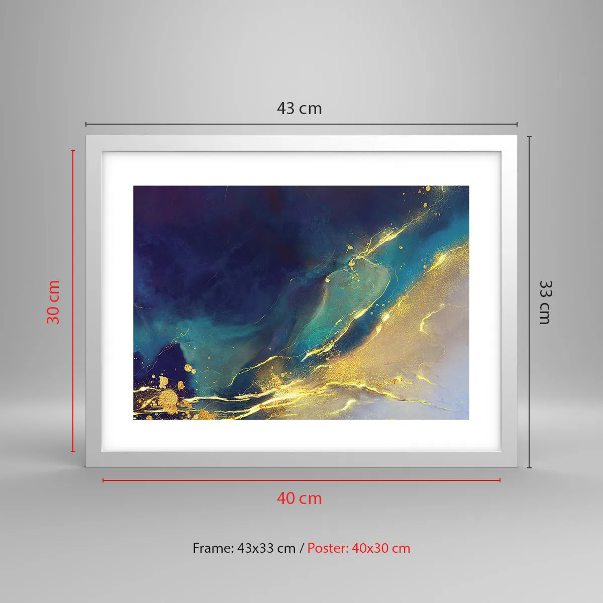 Poster in white frmae - Golden Flood - 40x30 cm