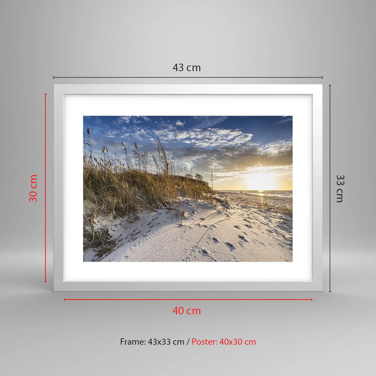 Affisch i vit ram - Inbjudan till promenad - 40x30 cm