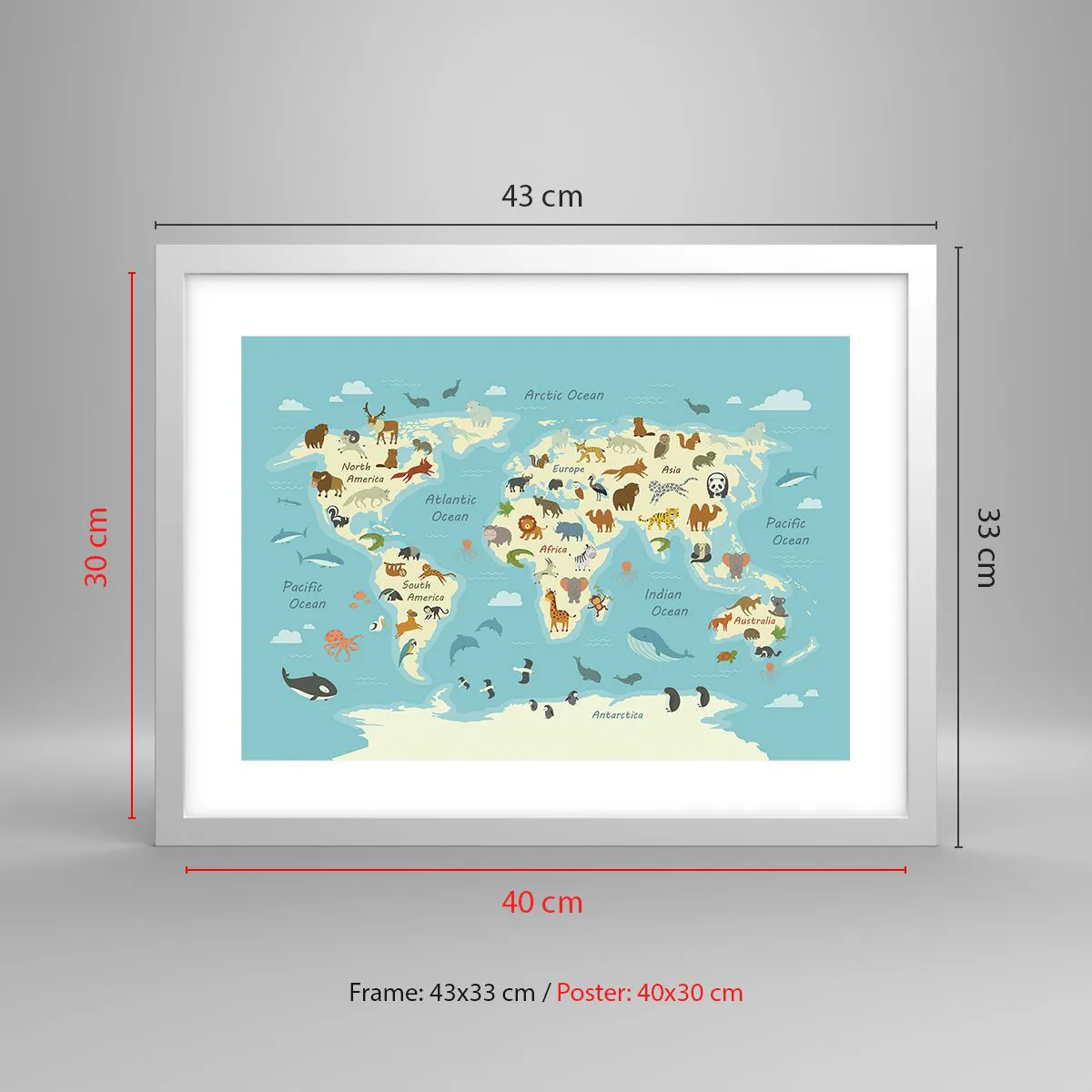 Plakat i hvid ramme - Gode naboer - 40x30 cm