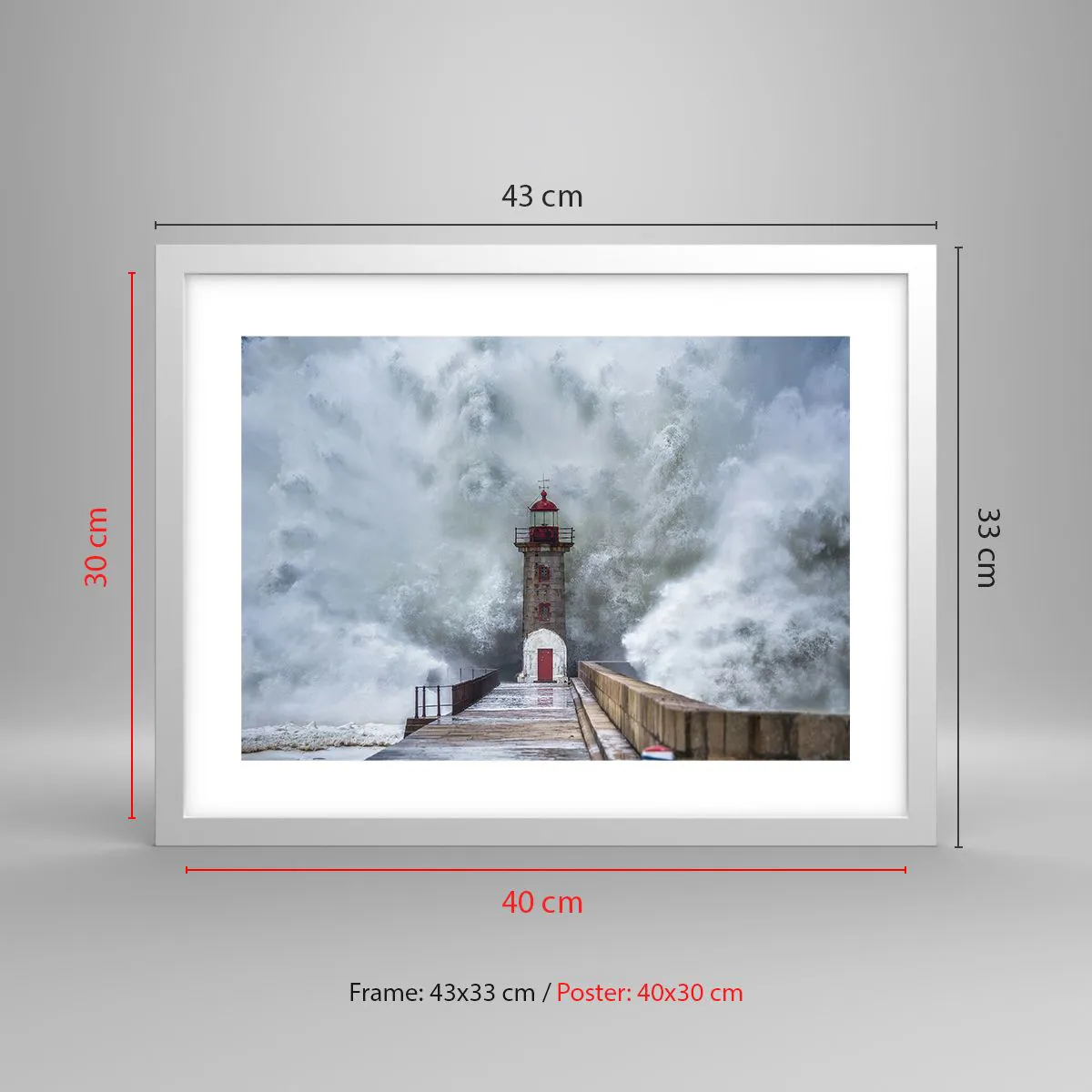 Poster in cornice bianca - Fragore delle acque, rumore di tempesta - 40x30 cm