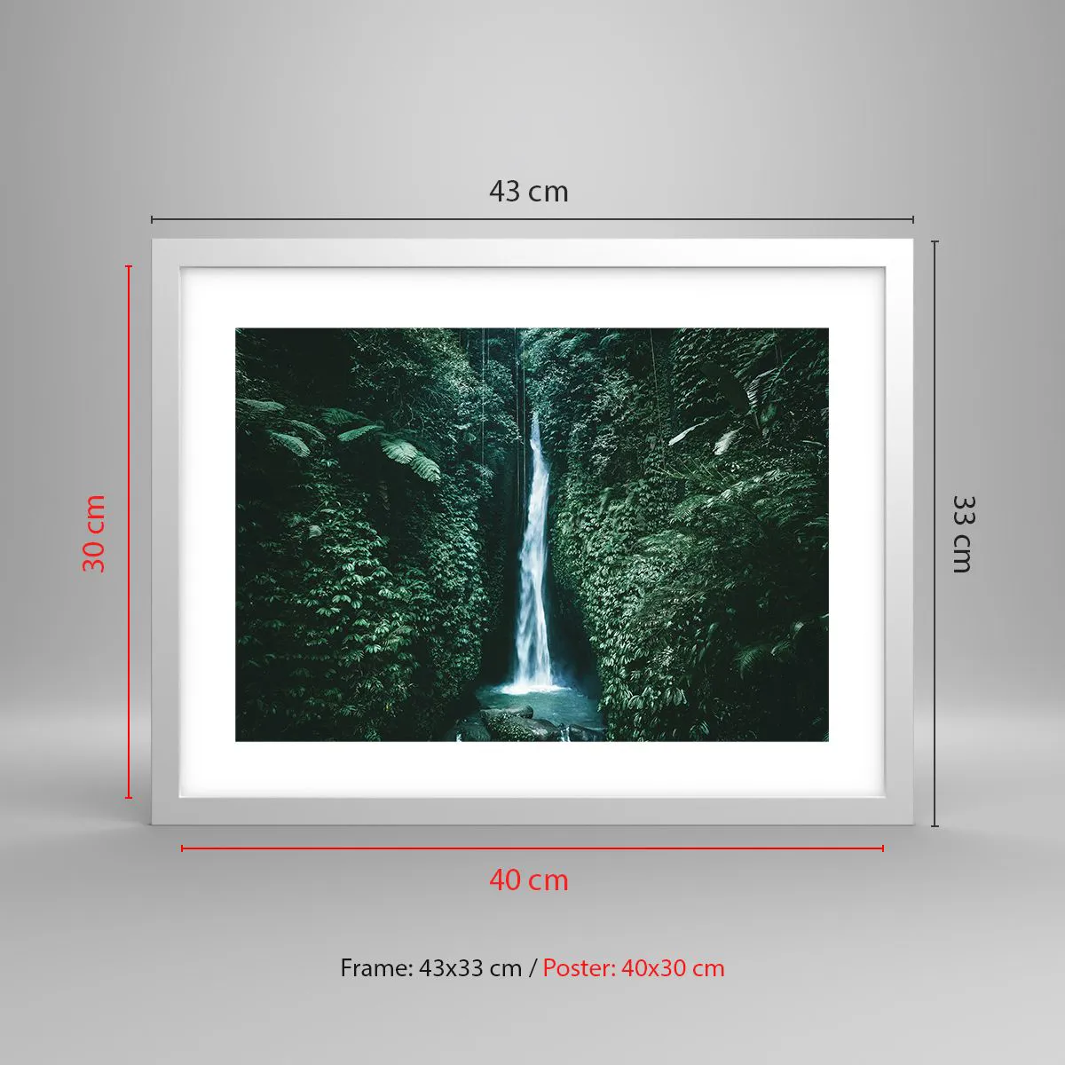 Affiche dans un cadre blanc - Poster - Fontaine tropicale - 40x30 cm
