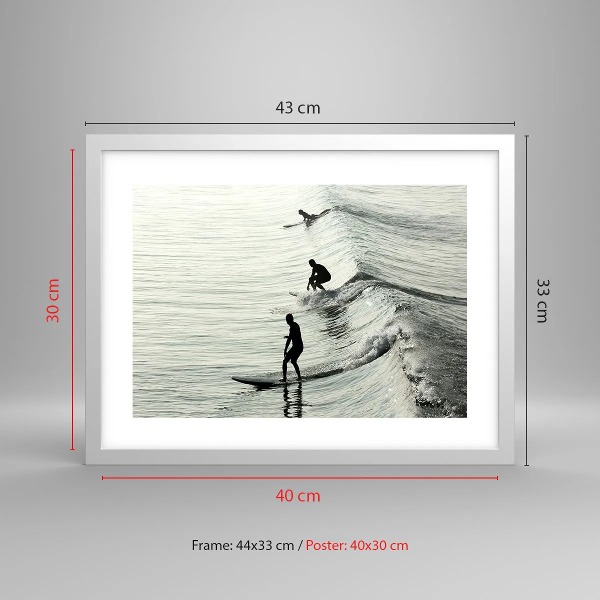 Póster en marco blanco - Al encuentro de la ola - 40x30 cm