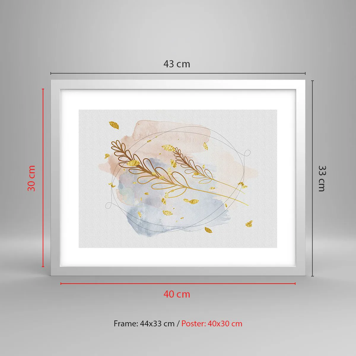 Plakat w białej ramie - Złoty podmuch - 40x30 cm