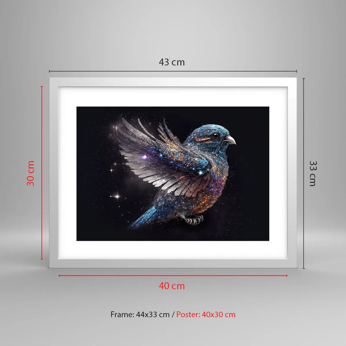 Poster in einem weißen Rahmen - Diamantsperling - 40x30 cm