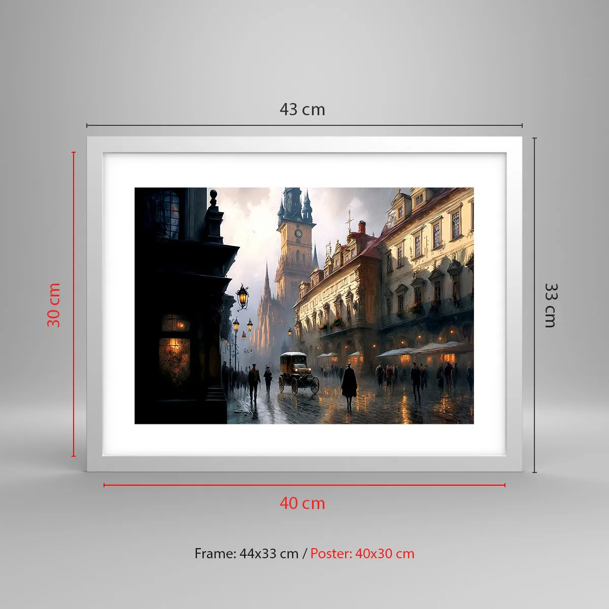 Affiche dans un cadre blanc - Poster - Le charme d'une soirée pragoise - 40x30 cm