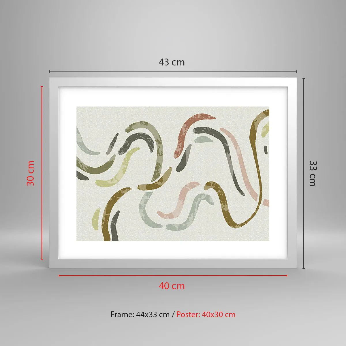 Poster in een witte lijst - Een vrolijke dans van abstractie - 40x30 cm