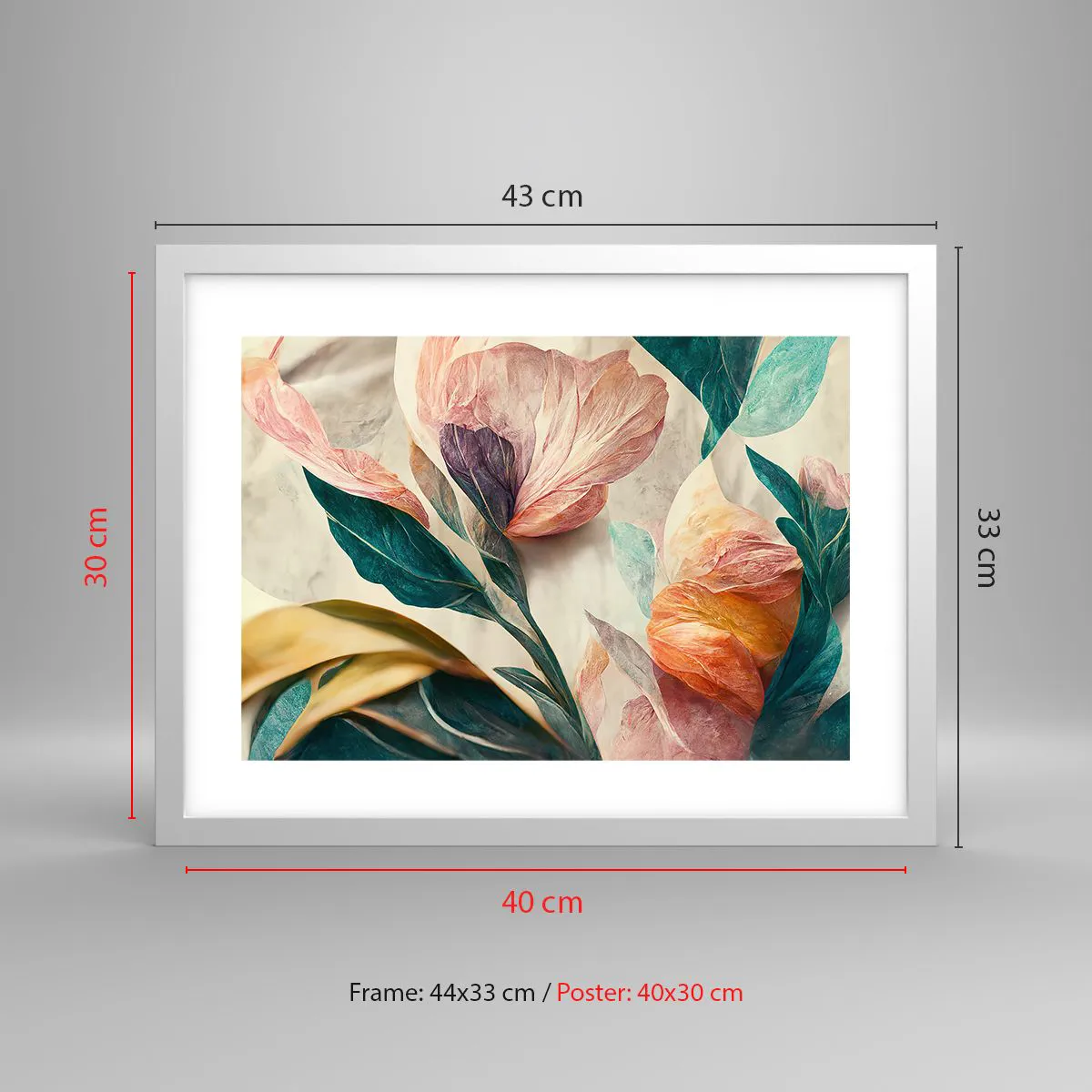 Poster in einem weißen Rahmen - Blumen der südlichen Inseln - 40x30 cm