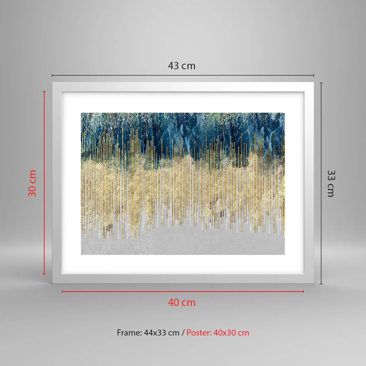 Plakat i hvid ramme - Forgyldt grænse - 40x30 cm