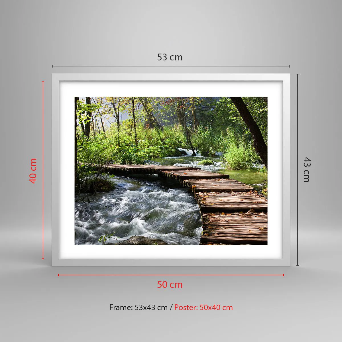 Póster en marco blanco - Sobre una cascada de espuma - 50x40 cm