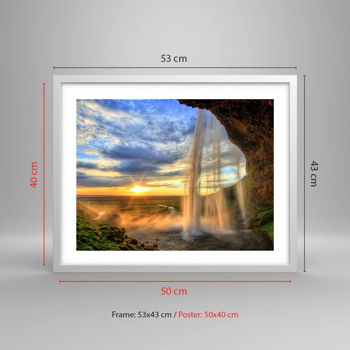 Poster in white frmae - World behind Raindrops - 50x40 cm