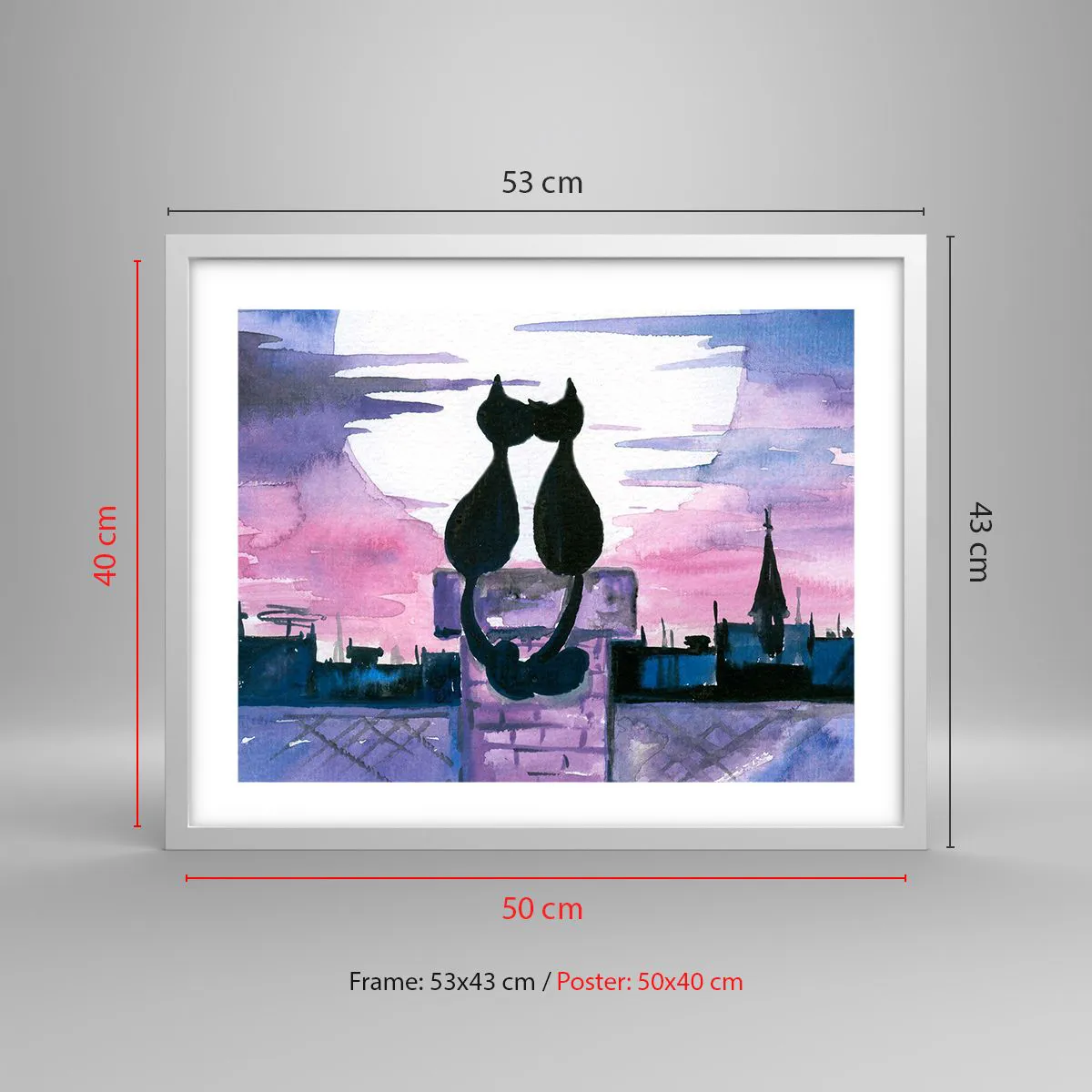 Pôster em moldura branca - Rendez-vous sob a lua - 50x40 cm