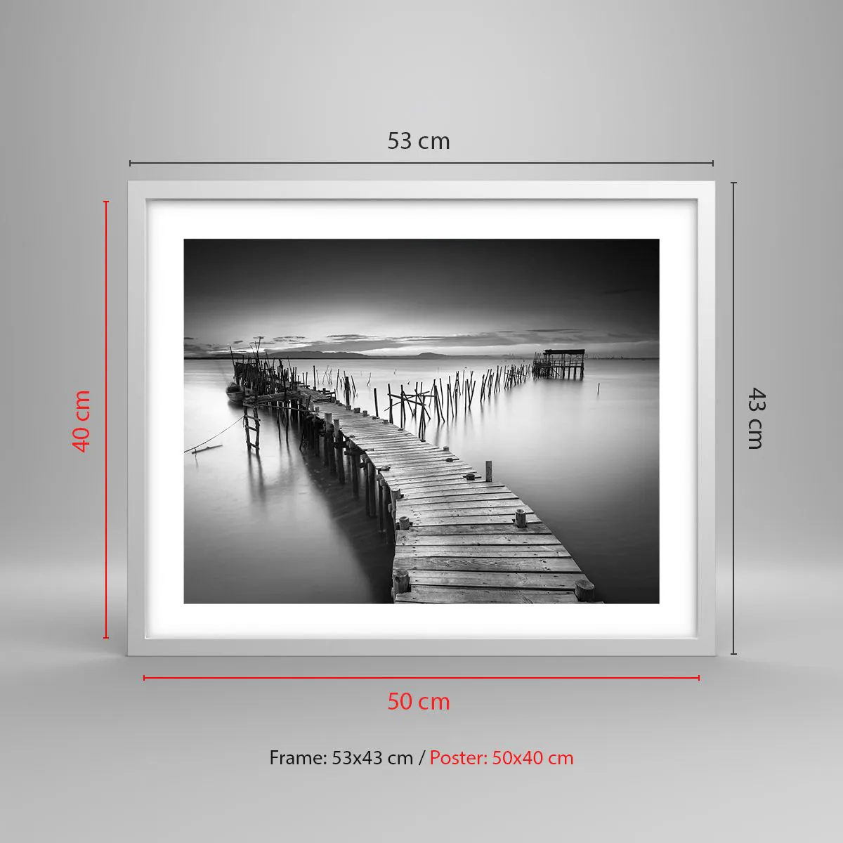 Póster en marco blanco - La calma de una orilla olvidada - 50x40 cm