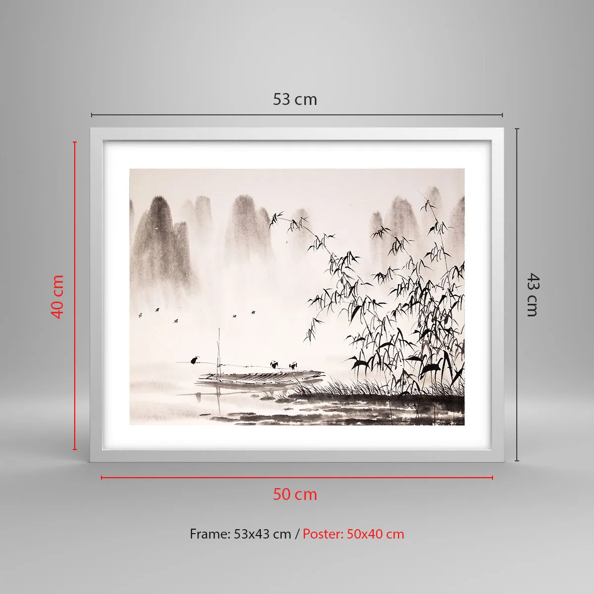 Plakat w białej ramie - Cisza ryżowych pól - 50x40 cm