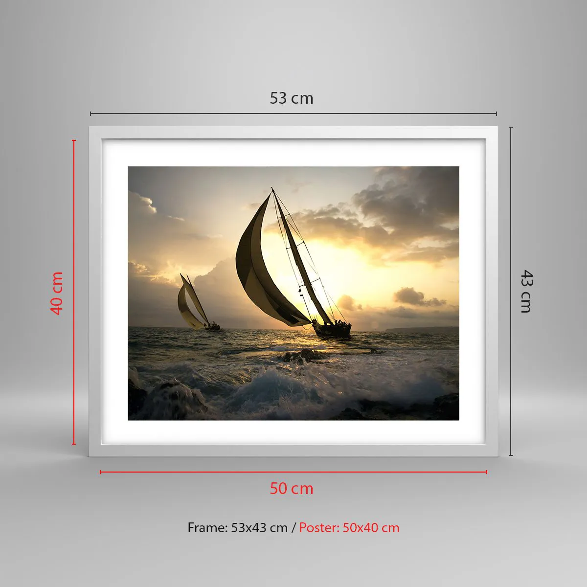 Poster in white frmae - With and against the Wind - 50x40 cm