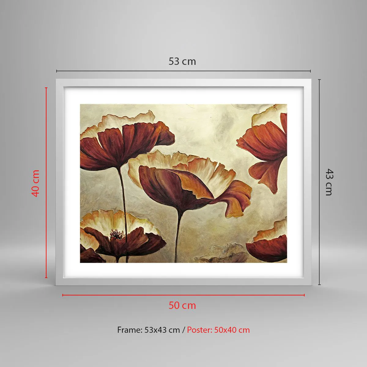 Affisch i vit ram - Ängsblommor - 50x40 cm