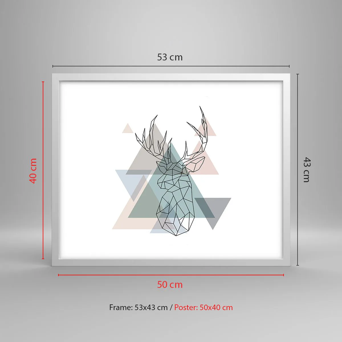 Plagát v bielom ráme - V geometrickom lese - 50x40 cm