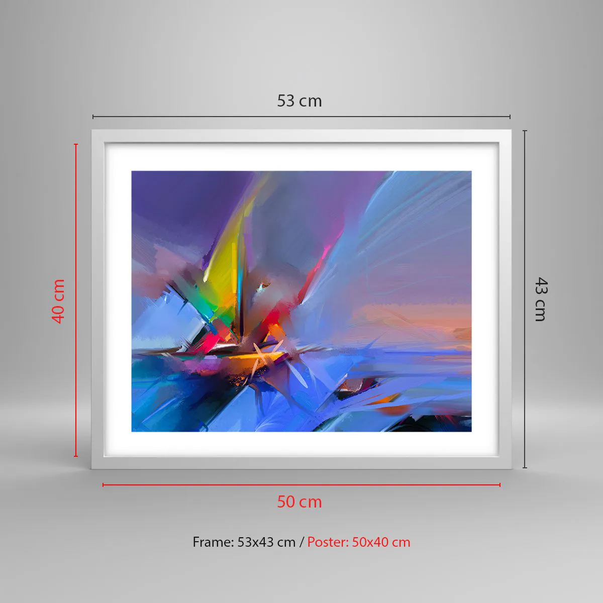 Affiche dans un cadre blanc - Poster - Hélices comme un oiseau - 50x40 cm